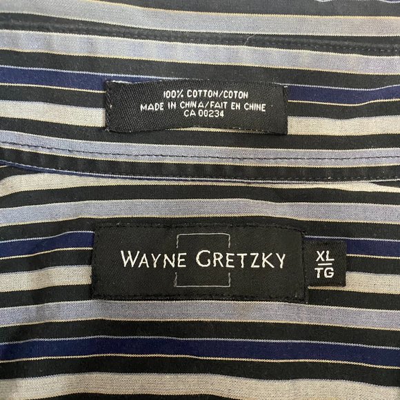 Wayne Gretzky Button Down Dress Shirt Men Size XL Blue Striped Collared Cotton - Picture 7 of 12